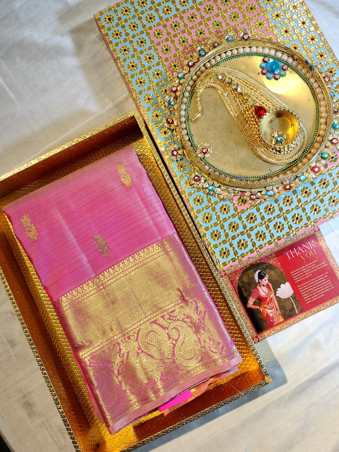 "WINTER'S MORNING ROSE" PURE SILK KANJIVARAM SAREE