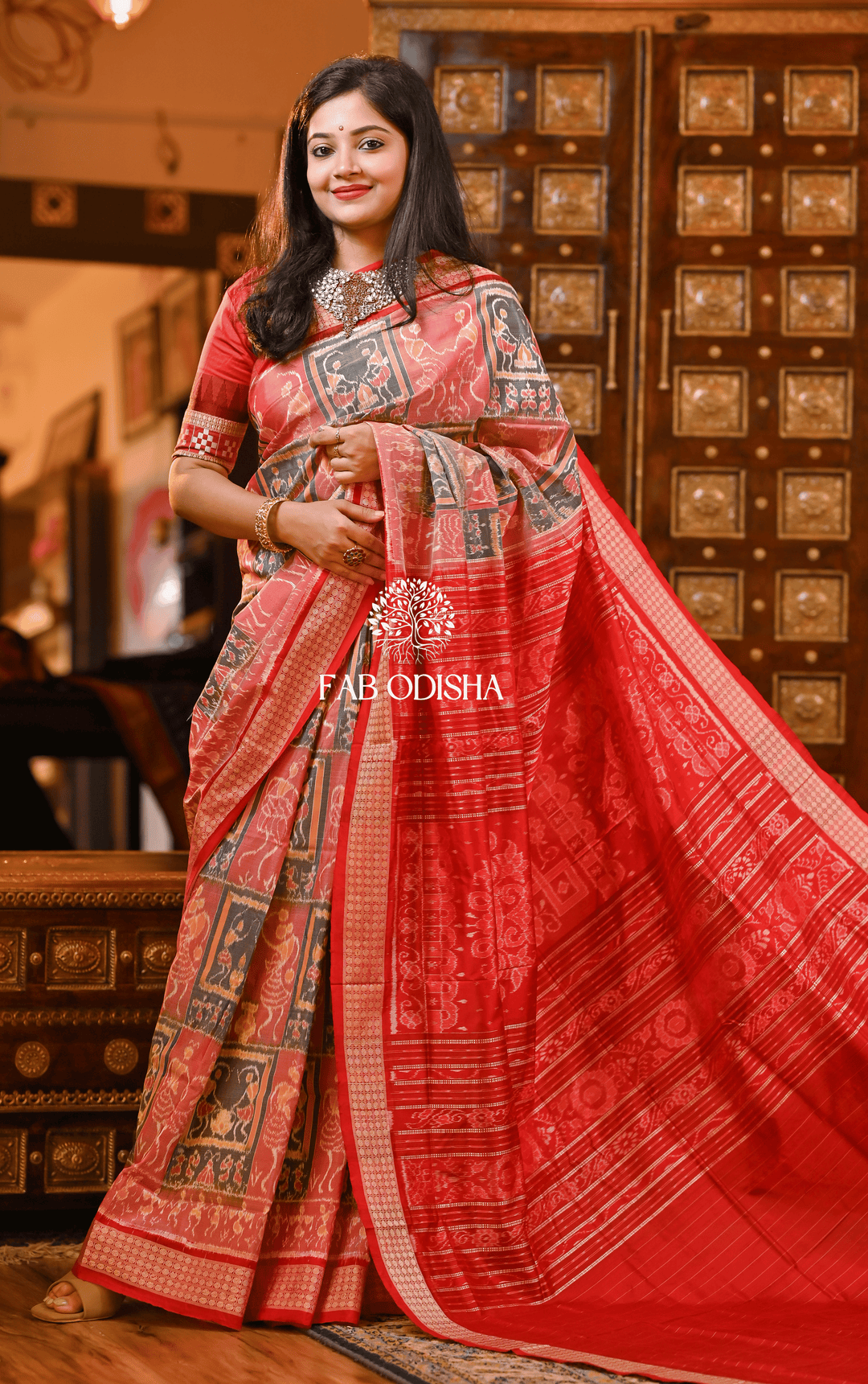 INDRA APSARA MYSTICAL SAMBALPURI HANDLOOM PURE SILK SAREE