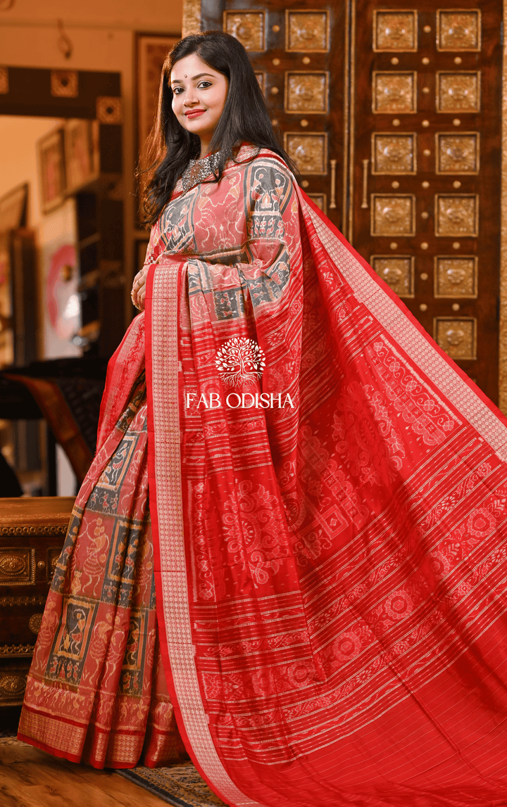 INDRA APSARA MYSTICAL SAMBALPURI HANDLOOM PURE SILK SAREE