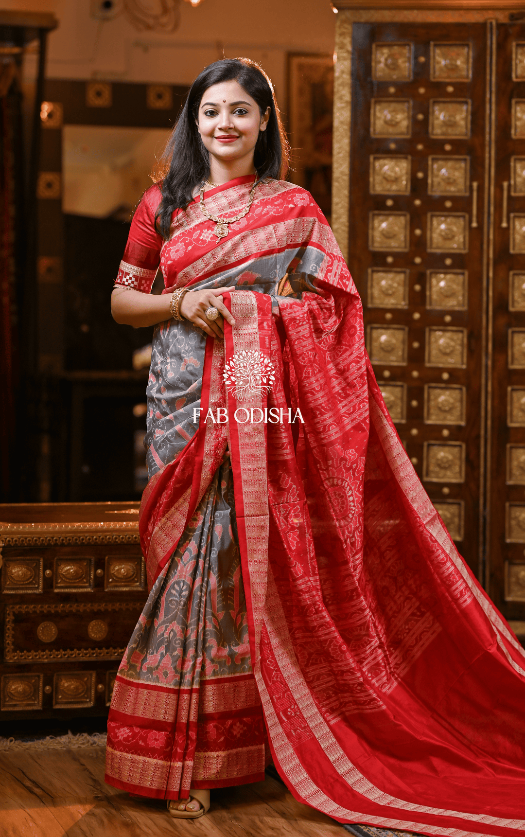 ALKA LABANYA SAMBALPURI DOUBLE BORDER PURE HANDLOOM SILK SAREE