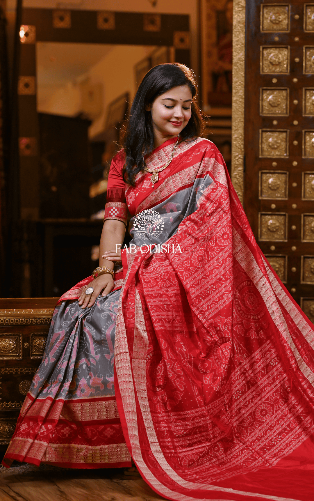 ALKA LABANYA SAMBALPURI DOUBLE BORDER PURE HANDLOOM SILK SAREE