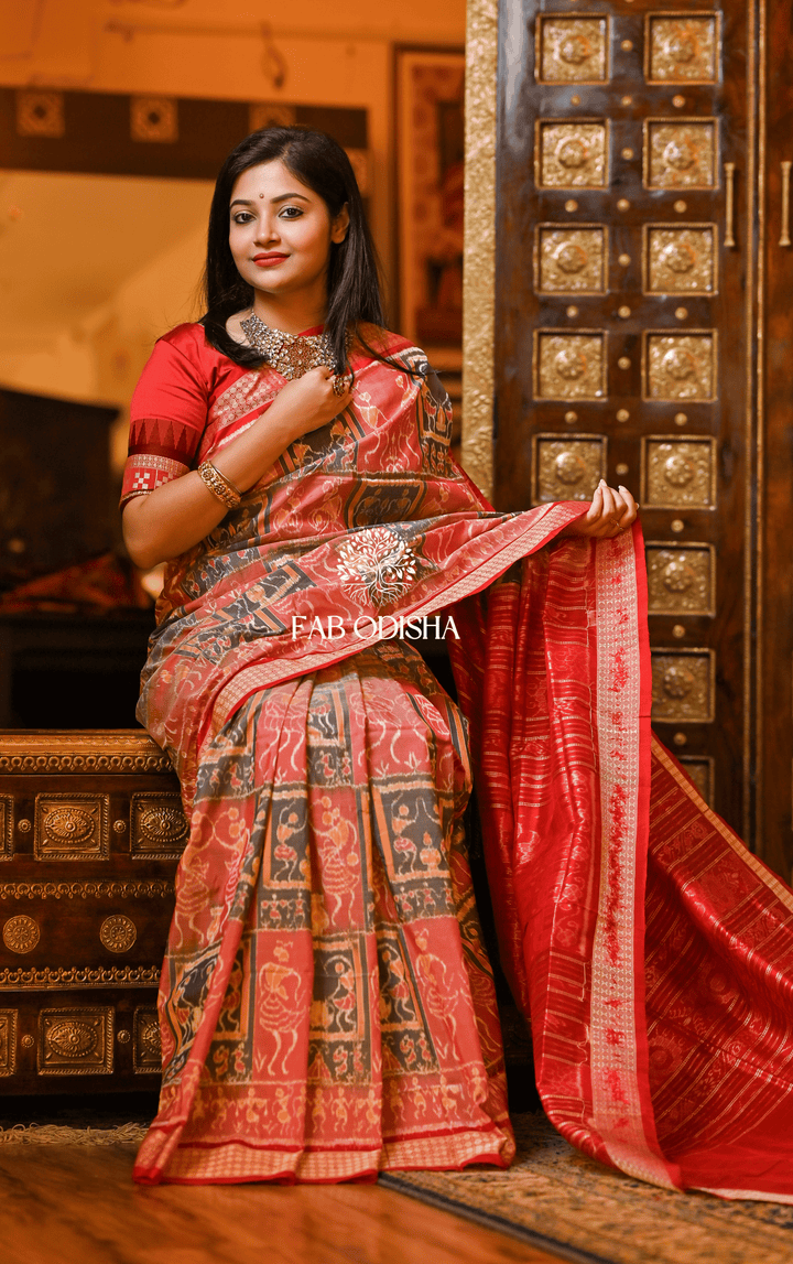 INDRA APSARA MYSTICAL SAMBALPURI HANDLOOM PURE SILK SAREE