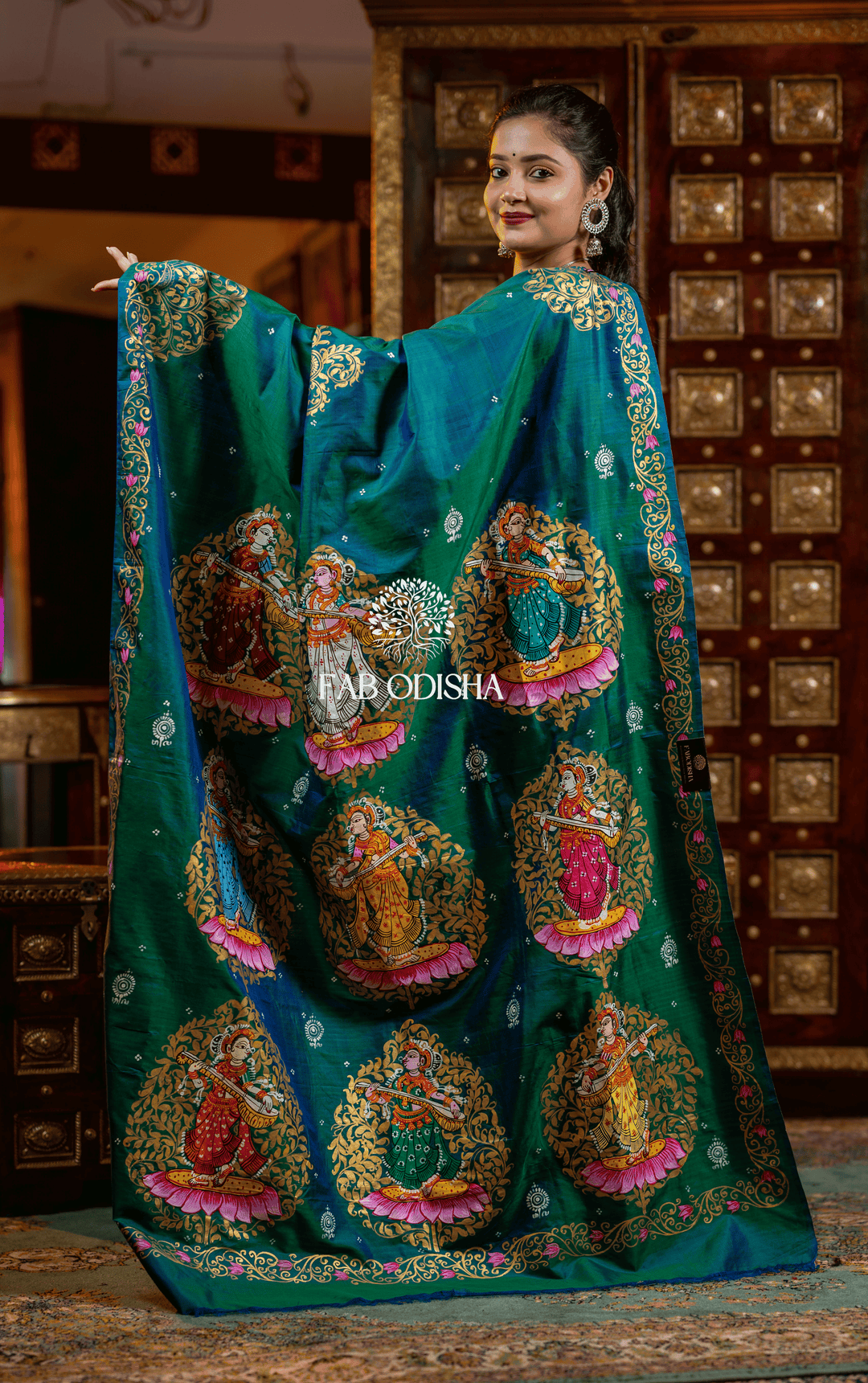 KAMAL SAPTAMI PATTACHITRA HANDPAINTED PURE SILK SAREE