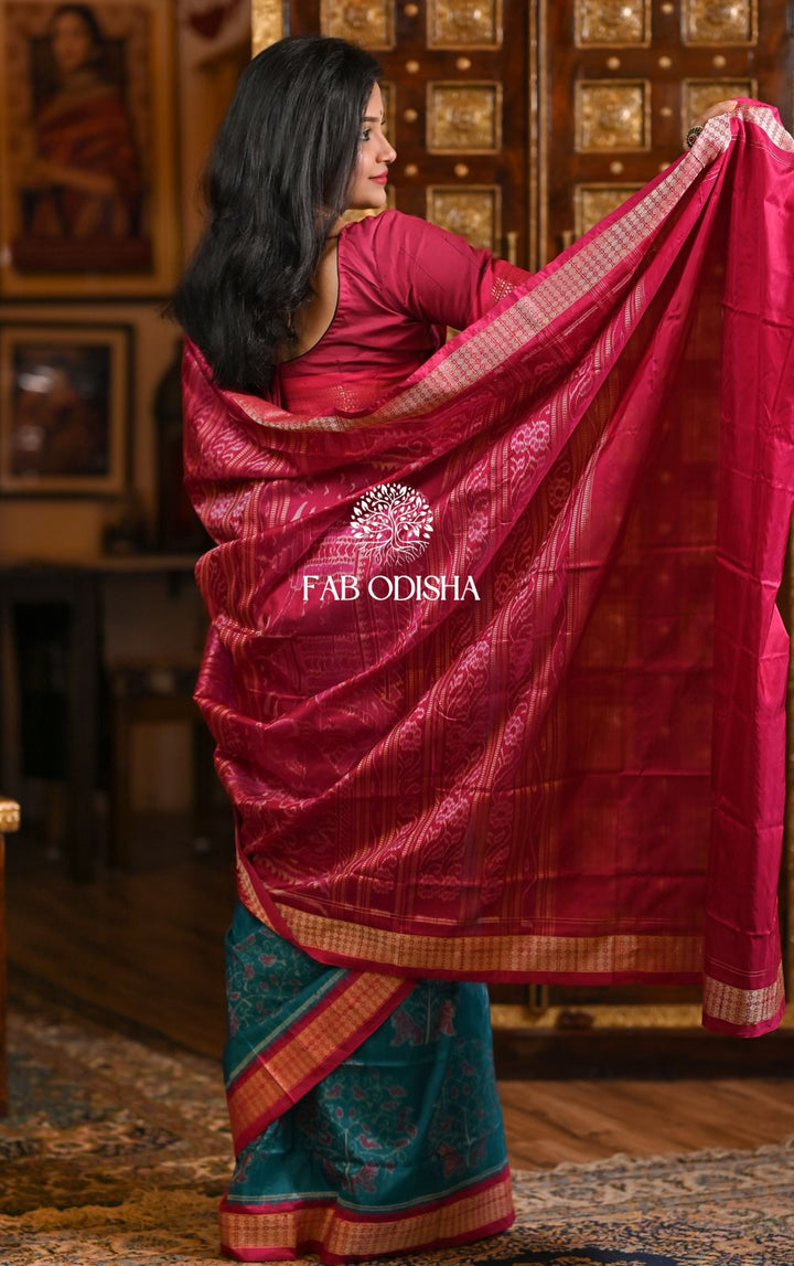 NEELAM TREE OF LIFE KALPAVRIKSHYA SAMBALPURI PURE SILK SAREE