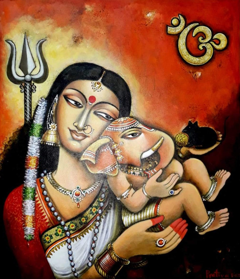 BAL GANESHA WITH PARVATI MAATA