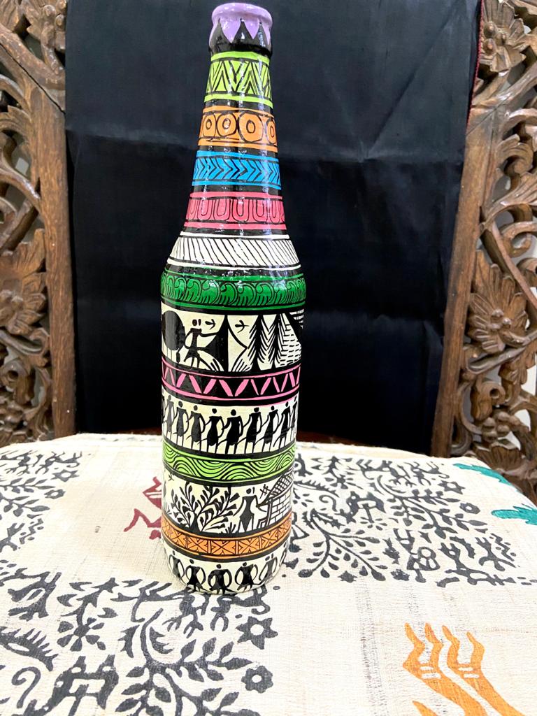 LARGE WARLI-11 '' PATTACHITRA BOTTLE
