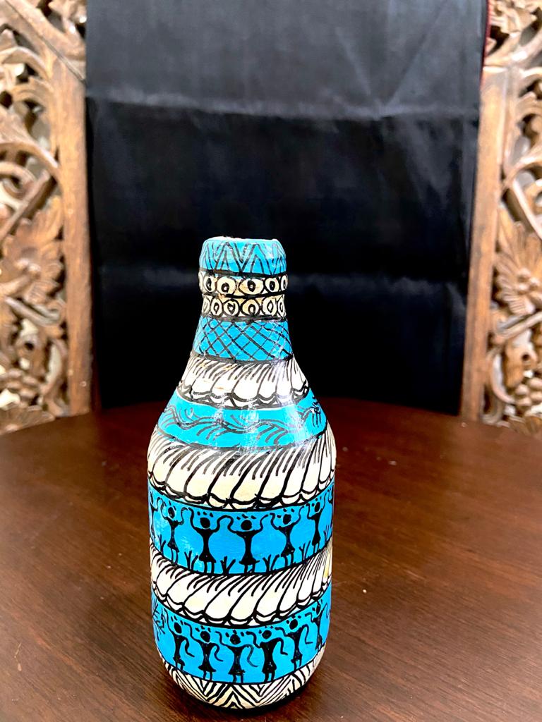 SMALL BLUE WARLI -5.5 ''PATTACHITRA BOTTLE