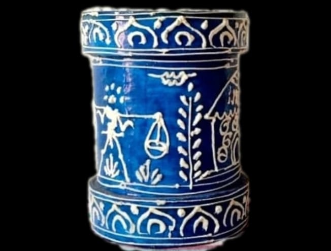 TRIBAL PEN STAND-BLUE