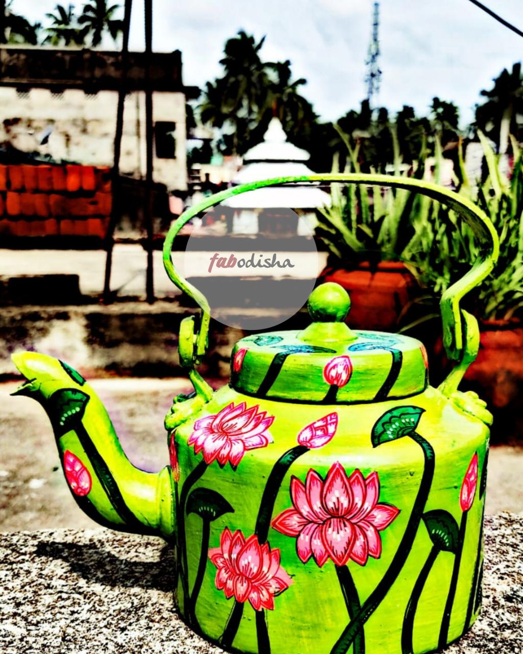 LOTUS PARADISE HAND-PAINTED PATTACHITRA KETTLE