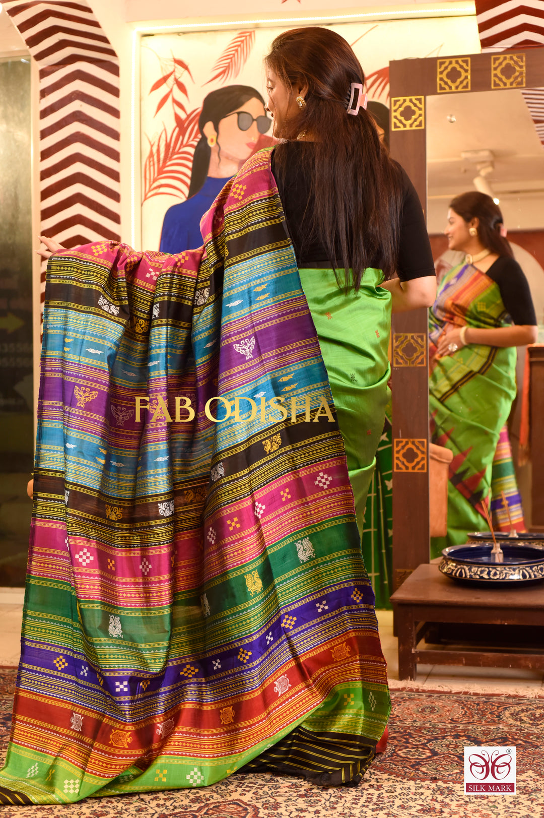 NAKSHTARA NARI BERHAMPURI DOUBLE AANCHAL PURE SILK PATTA SAREE