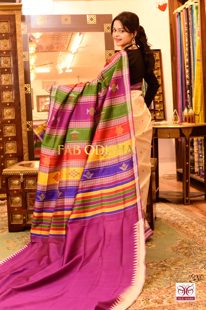 TEJOMAYA AMBARAM BERHAMPURI DOUBLE AANCHAL PURE SILK PATTA SAREE