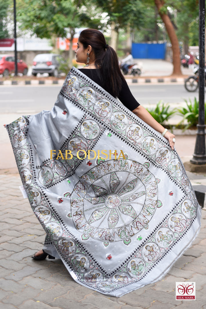 LAND OF KALINGA PATTACHITRA HANDPAINTED PURE SILK SAREE