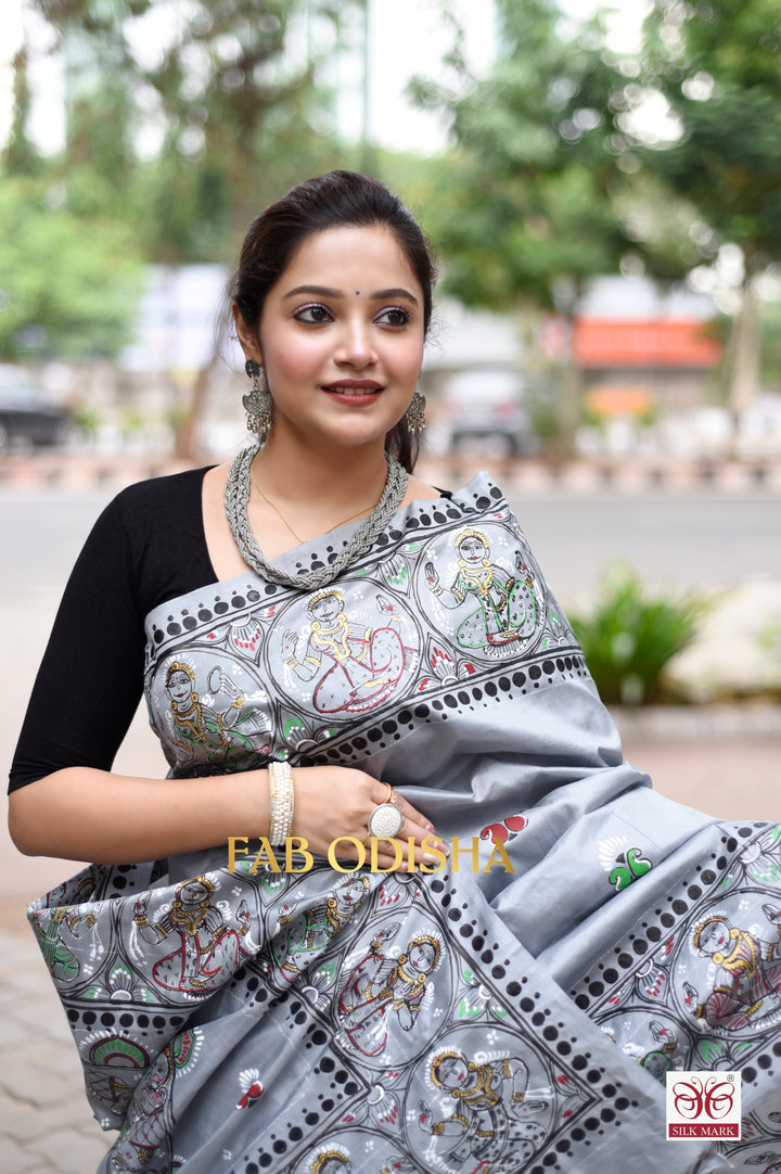 LAND OF KALINGA PATTACHITRA HANDPAINTED PURE SILK SAREE