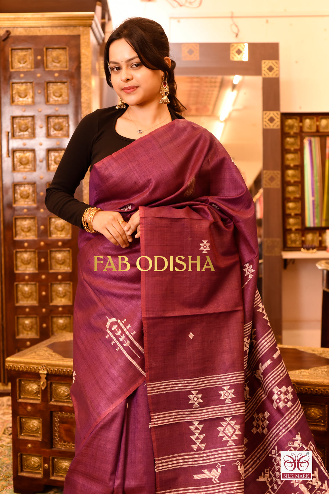 DIVYARANGI SUKRITI BOMKAI HERITAGE FINE TUSSAR HANDLOOM SILK SAREE