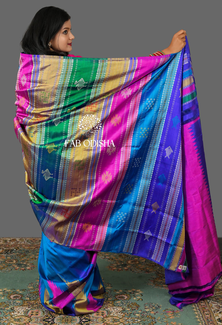 NEEL-KAMAL SWASTHIK MOTIF DOUBLE ANCHAL BERHAMPURI PATTA SAREE