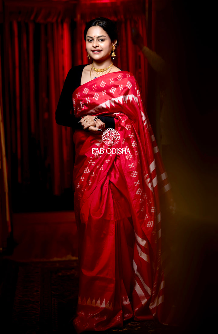 LEELAVATI LAAL DOUBLE PASSAPALI BORDER ELITE MULBERRY HANDLOOM SILK SAREE