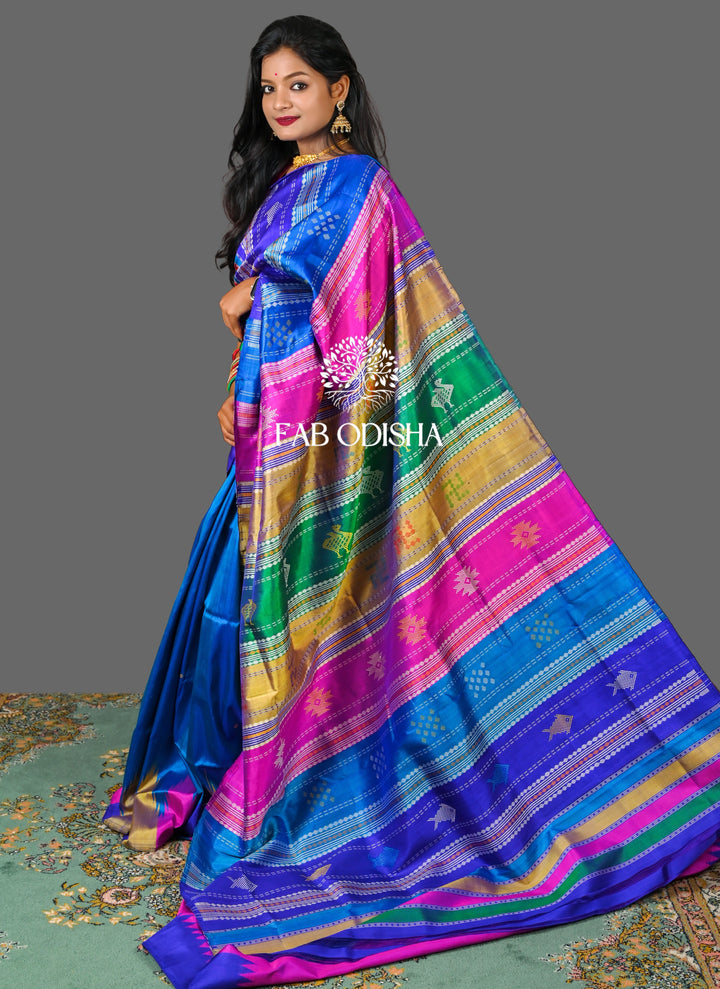 NEEL-KAMAL SWASTHIK MOTIF DOUBLE ANCHAL BERHAMPURI PATTA SAREE