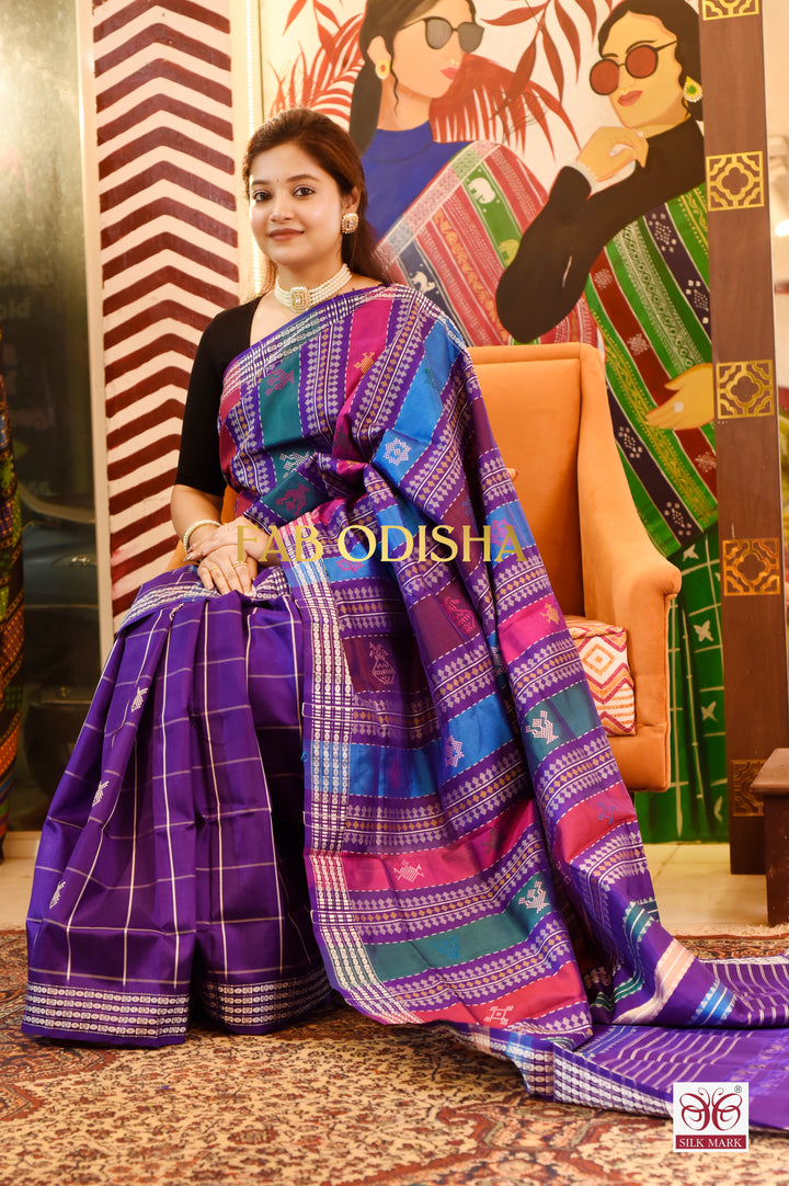 CHAND BAHAR BERHAMPURI DOUBLE AANCHAL PURE SILK PATTA SAREE