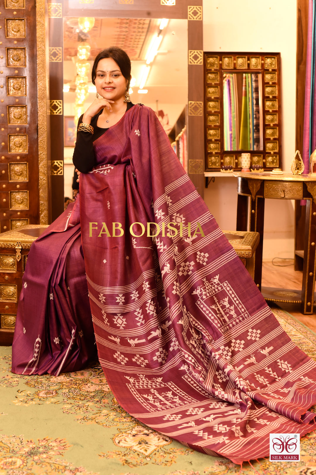 DIVYARANGI SUKRITI BOMKAI HERITAGE FINE TUSSAR HANDLOOM SILK SAREE