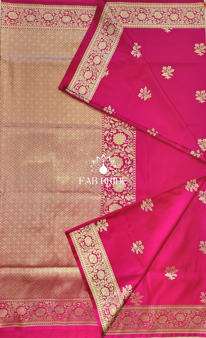 GULABI SATAN KATAN BANARASI SILK SAREE