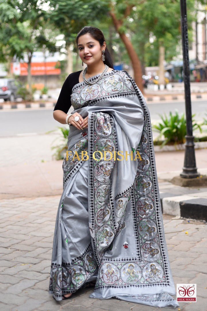 LAND OF KALINGA PATTACHITRA HANDPAINTED PURE SILK SAREE