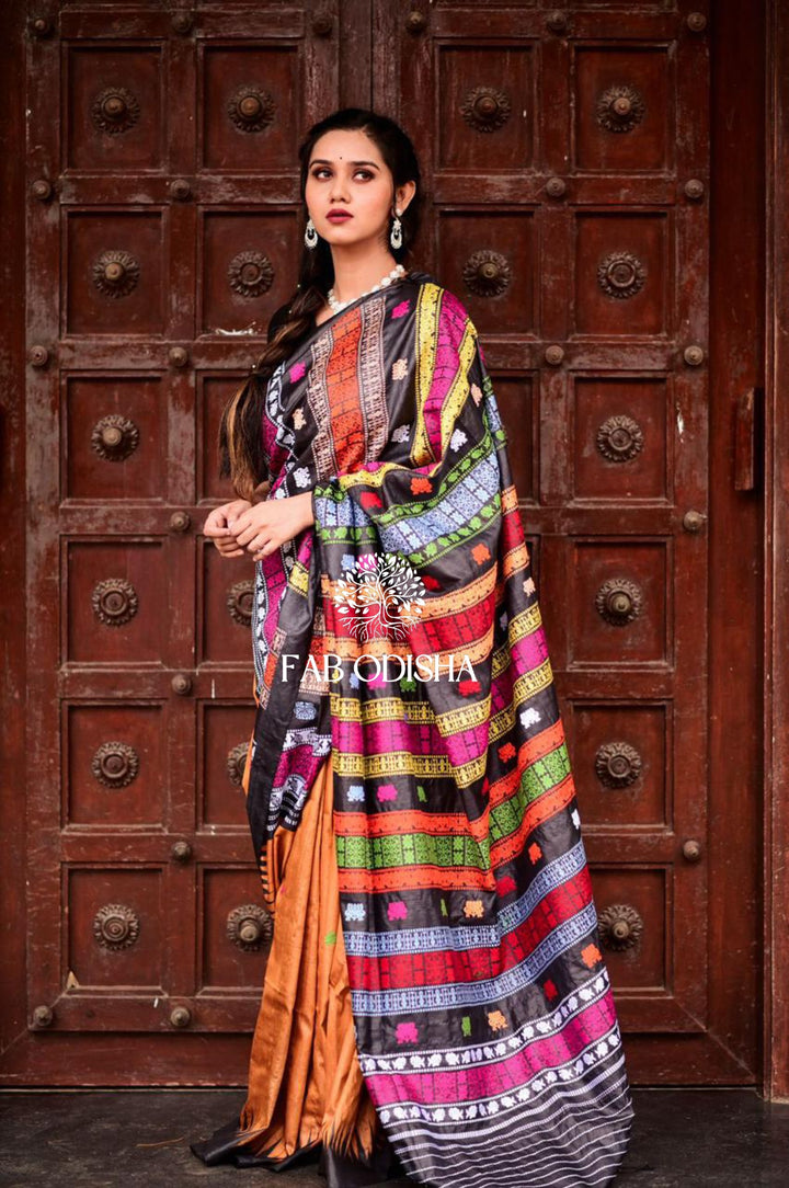 ANARKALI DOUBLE ANCHAL HERITAGE FINE TUSSAR SILK DOUBLE ANCHAL SAREE