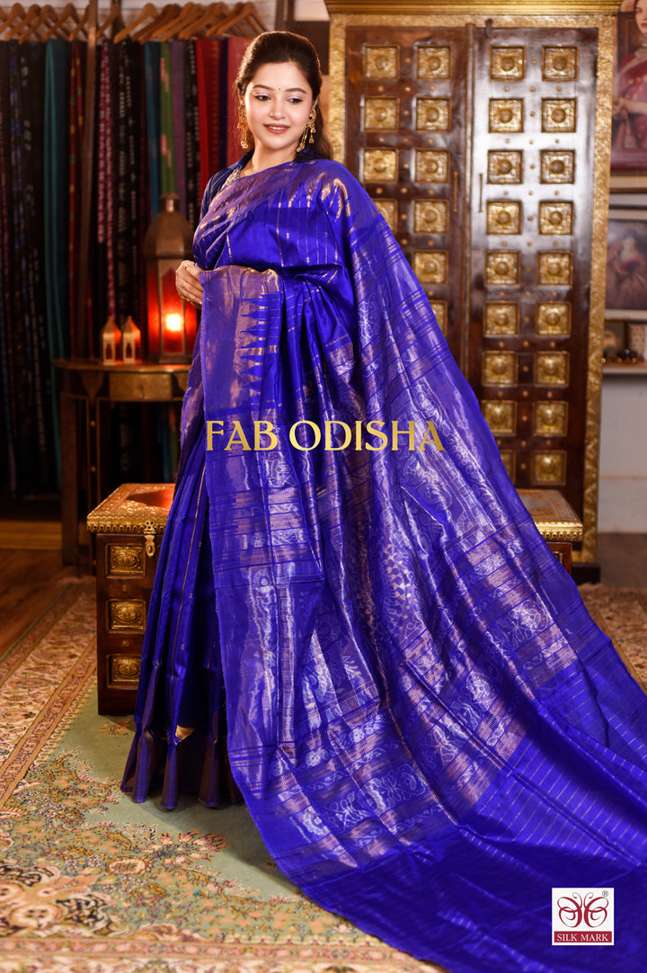 SWARNA NEELAM EXCLUSIVE TISSUE SAMBALPURI HANDLOOM SILK SAREE