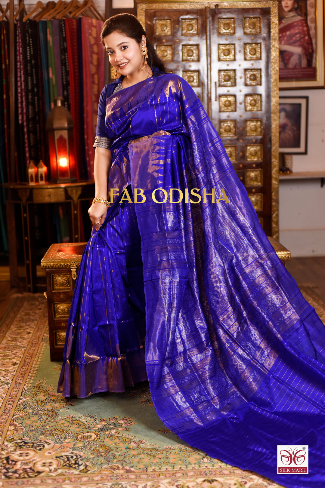 SWARNA NEELAM EXCLUSIVE TISSUE SAMBALPURI HANDLOOM SILK SAREE