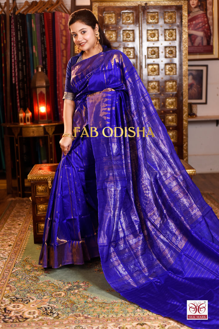 SWARNA NEELAM EXCLUSIVE TISSUE SAMBALPURI HANDLOOM SILK SAREE