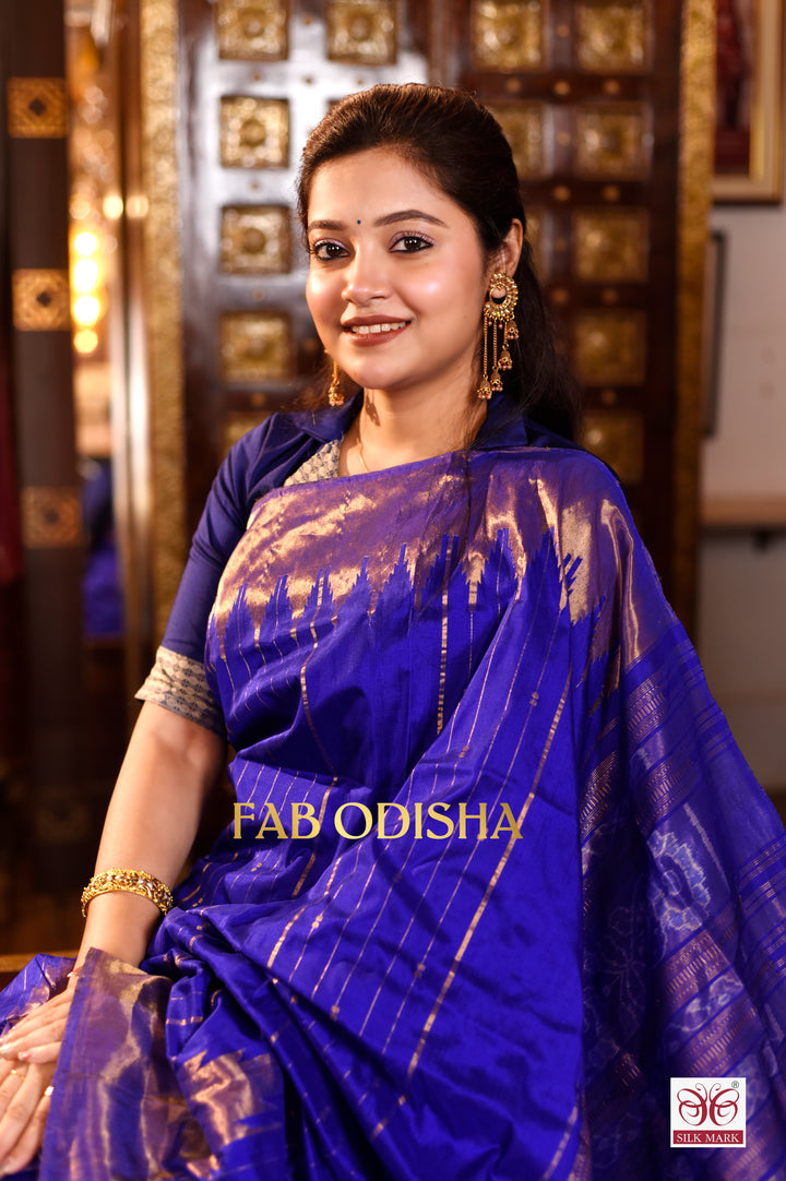 SWARNA NEELAM EXCLUSIVE TISSUE SAMBALPURI HANDLOOM SILK SAREE