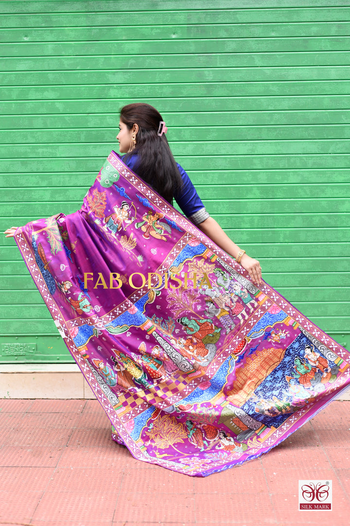 RAM SITA VIVAH KATHA THEMED PATTACHITRA PURE SILK HANDLOOM SAREE