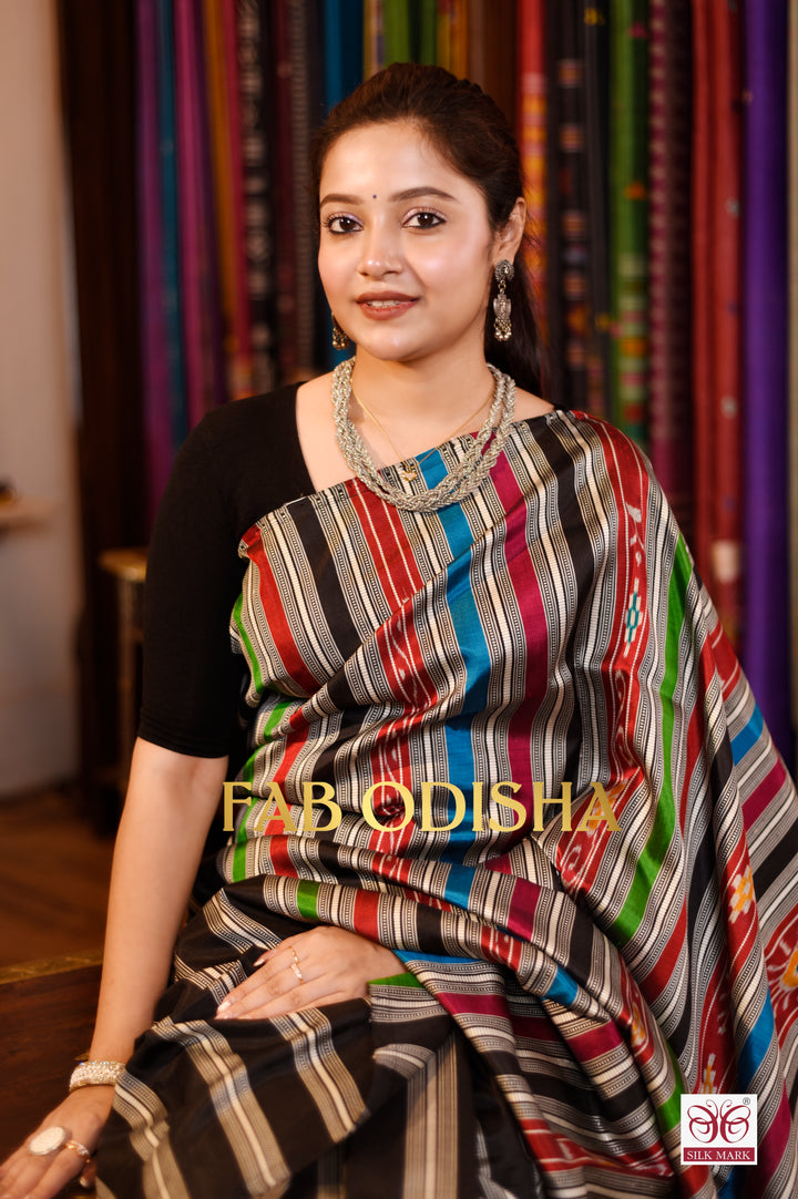 VEDA VELVET EXCLUSIVE BERHAMPURI DOUBLE AANCHAL PURE SILK PATTA SAREE