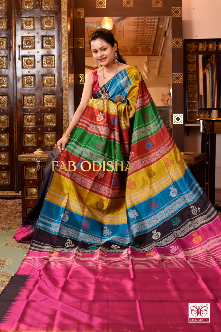 SHAKUNTALA IMPERIAL BERHAMPURI DOUBLE AANCHAL PURE SILK PATTA SAREE