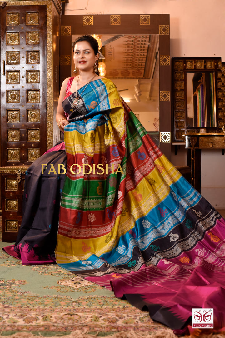 SHAKUNTALA IMPERIAL BERHAMPURI DOUBLE AANCHAL PURE SILK PATTA SAREE