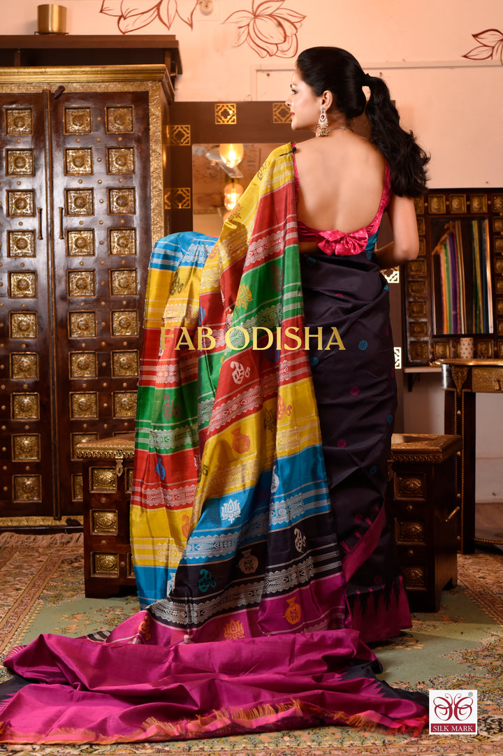 SHAKUNTALA IMPERIAL BERHAMPURI DOUBLE AANCHAL PURE SILK PATTA SAREE