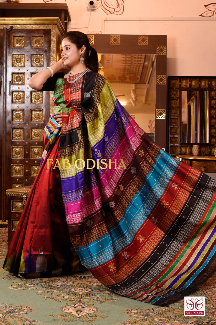 NOOR NAINA BERHAMPURI DOUBLE AANCHAL PURE SILK PATTA SAREE
