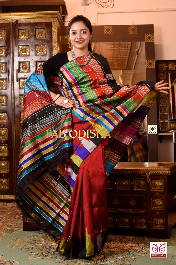 NOOR NAINA BERHAMPURI DOUBLE AANCHAL PURE SILK PATTA SAREE