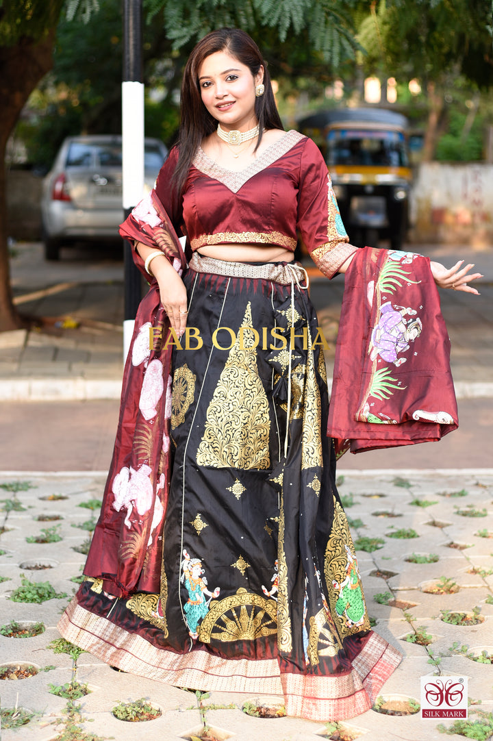 ODRA NITHYA HERITAGE EXCLUSIVE PATTACHITRA HANDLOOM LEHENGA