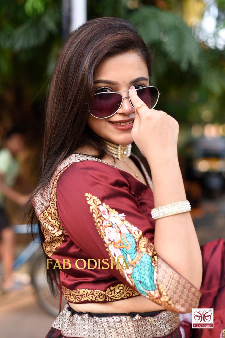 ODRA NITHYA HERITAGE EXCLUSIVE PATTACHITRA HANDLOOM LEHENGA