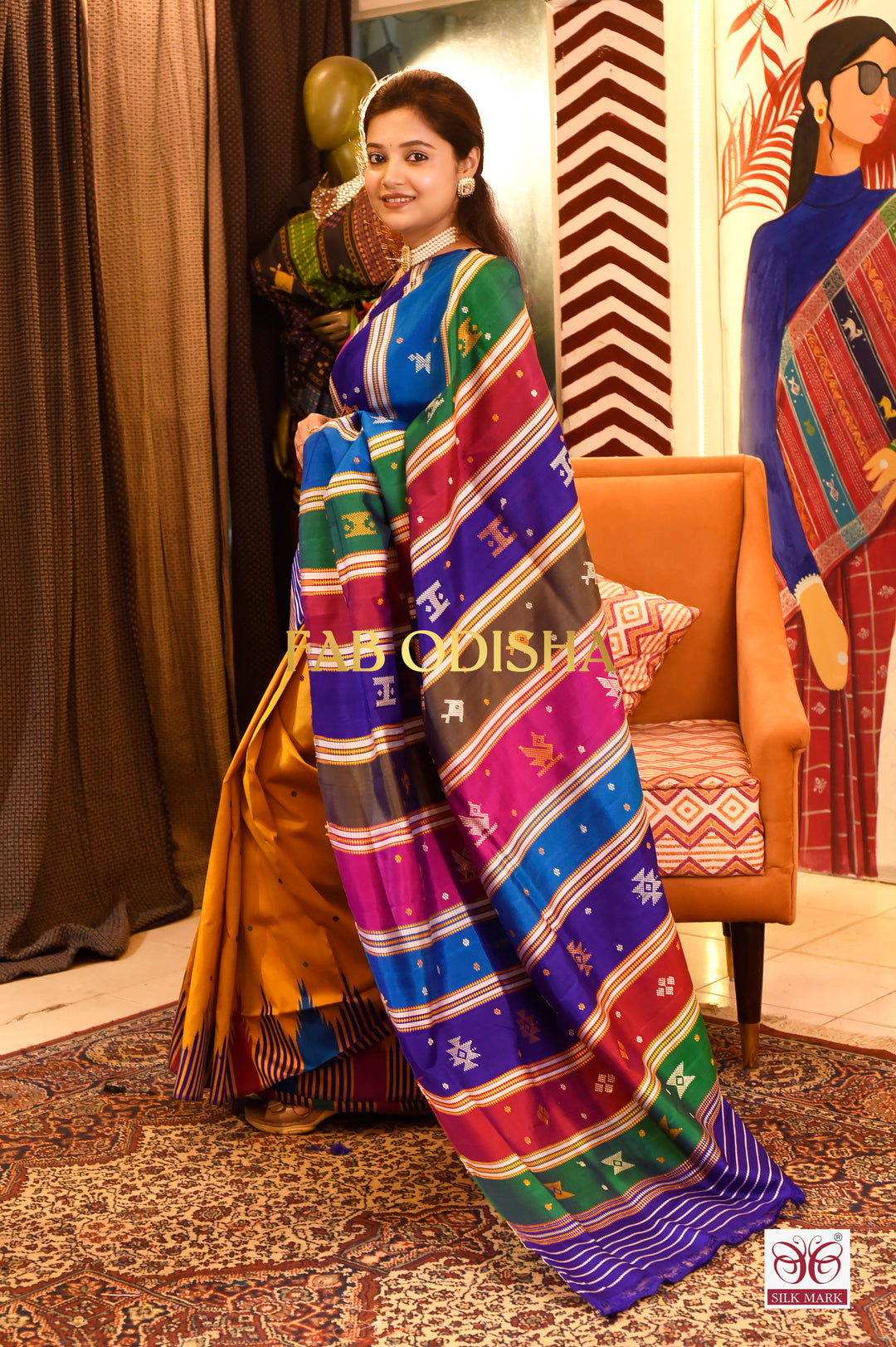 ALANKRUTA KALA KRITI BERHAMPURI DOUBLE AANCHAL PURE SILK PATTA SAREE