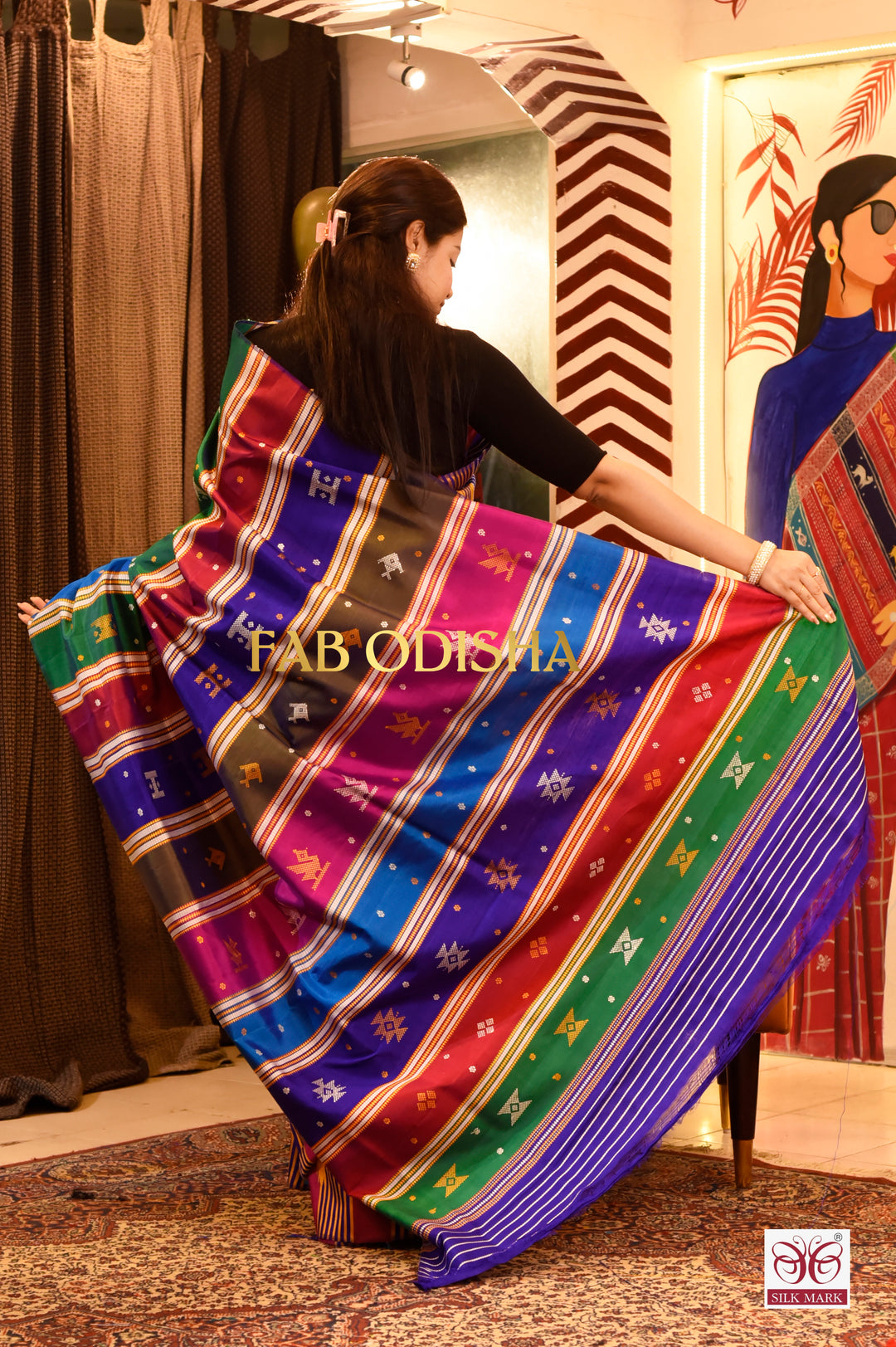 ALANKRUTA KALA KRITI BERHAMPURI DOUBLE AANCHAL PURE SILK PATTA SAREE