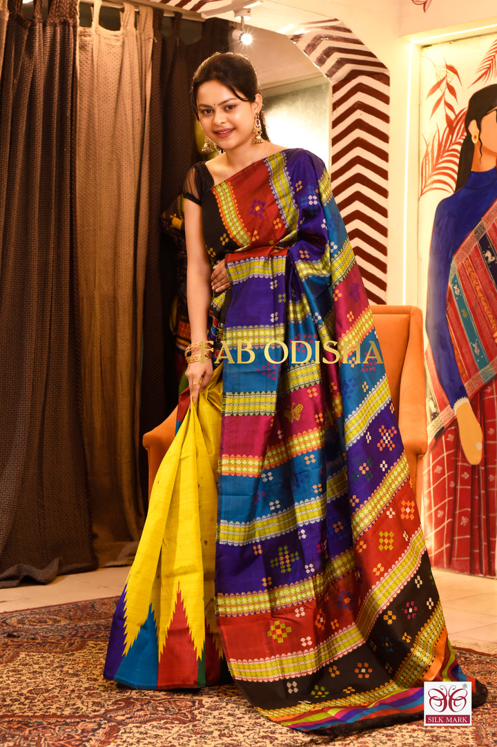BANI THANI LUXE BERHAMPURI DOUBLE AANCHAL PURE SILK PATTA SAREE
