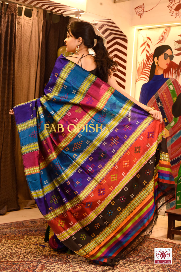 BANI THANI LUXE BERHAMPURI DOUBLE AANCHAL PURE SILK PATTA SAREE