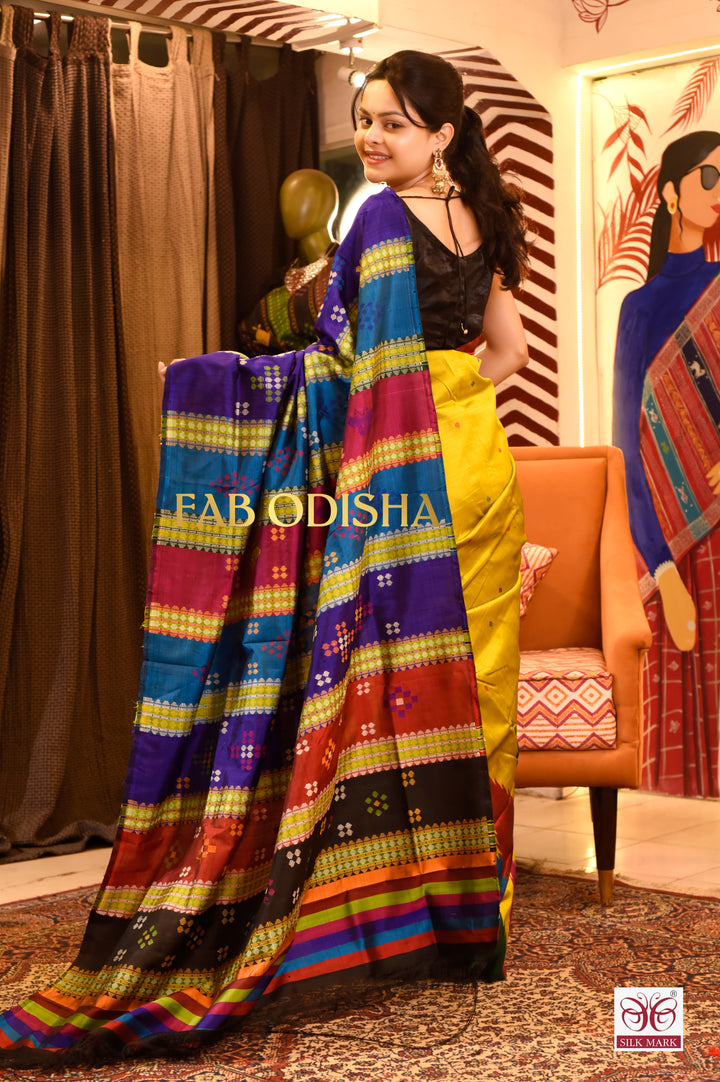 BANI THANI LUXE BERHAMPURI DOUBLE AANCHAL PURE SILK PATTA SAREE