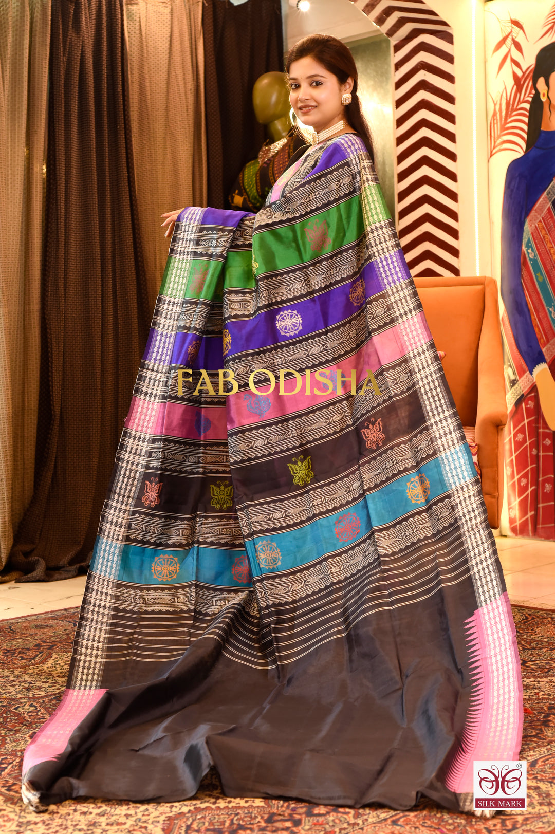 CHANCHAL RAGINI BERHAMPURI DOUBLE AANCHAL PURE SILK PATTA SAREE