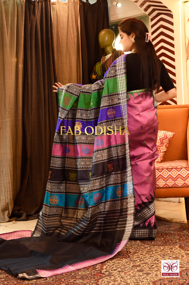 CHANCHAL RAGINI BERHAMPURI DOUBLE AANCHAL PURE SILK PATTA SAREE