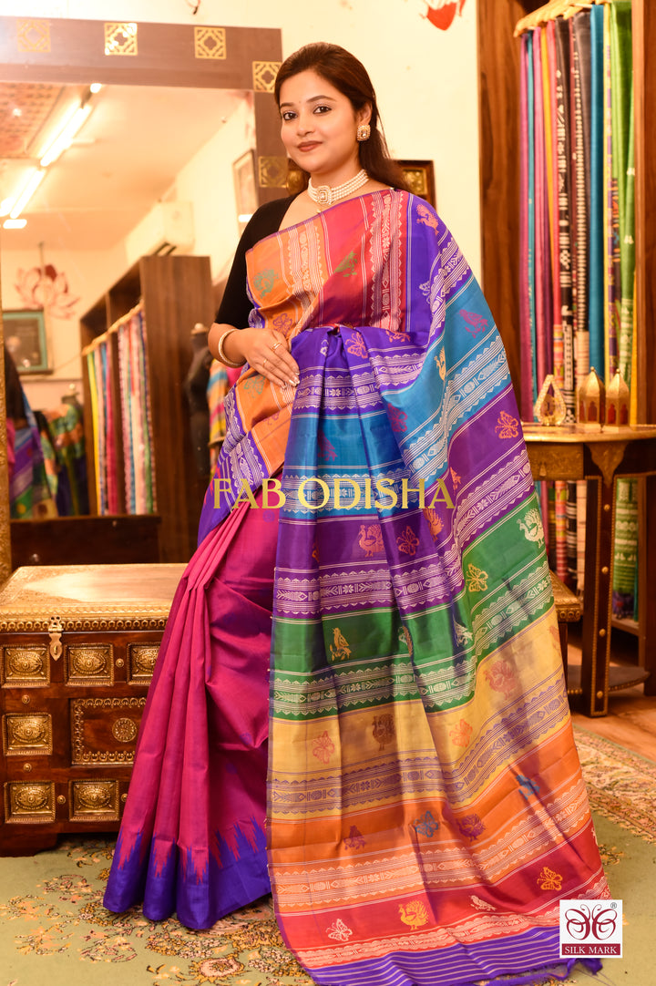 LASITA SILK WHISPER BERHAMPURI DOUBLE ANCHAL HANDLOOM PURE SILK SAREE