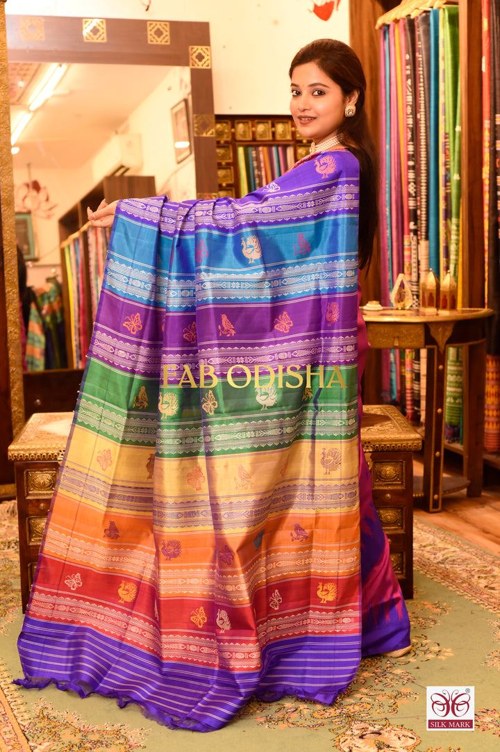 LASITA SILK WHISPER BERHAMPURI DOUBLE ANCHAL HANDLOOM PURE SILK SAREE