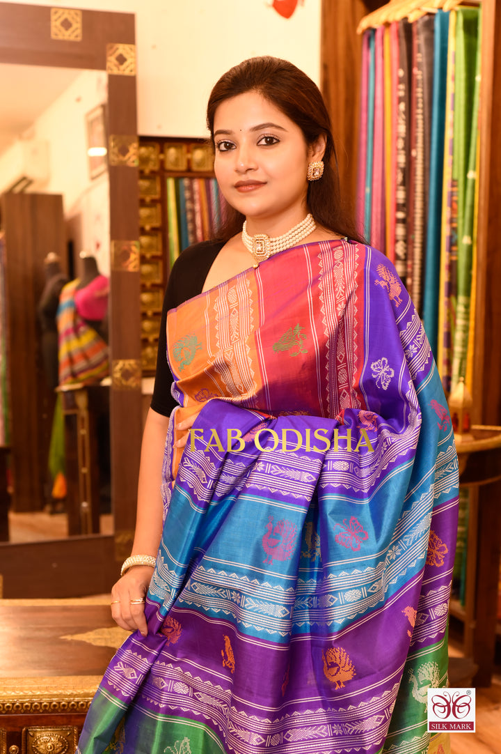 LASITA SILK WHISPER BERHAMPURI DOUBLE ANCHAL HANDLOOM PURE SILK SAREE