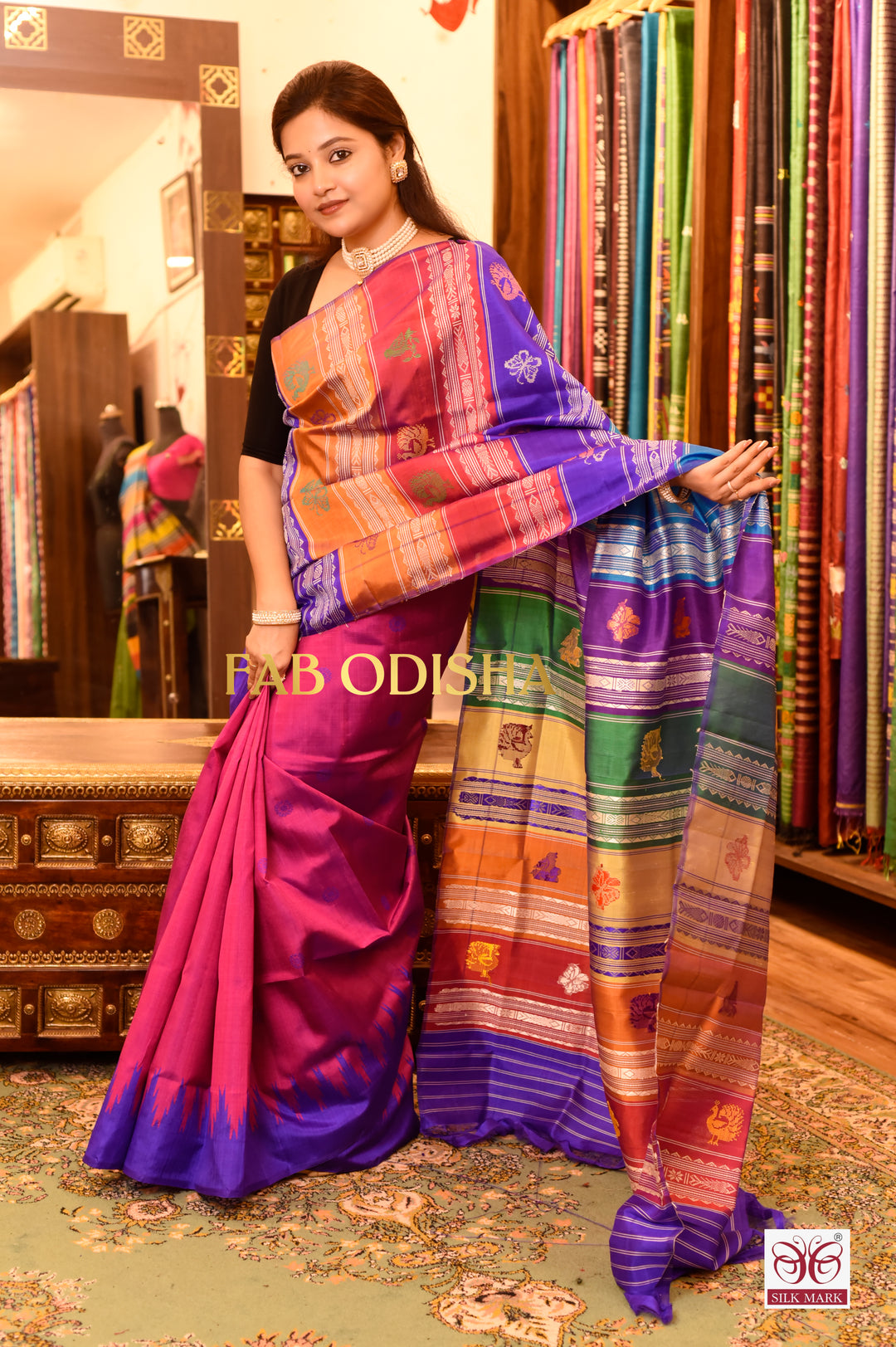 LASITA SILK WHISPER BERHAMPURI DOUBLE ANCHAL HANDLOOM PURE SILK SAREE